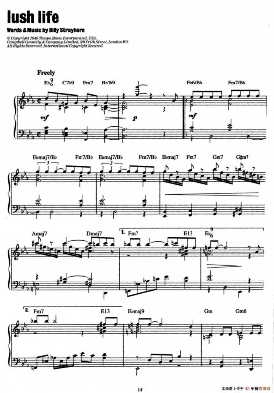 Lush Life（爵士钢琴酒吧独奏钢琴谱）