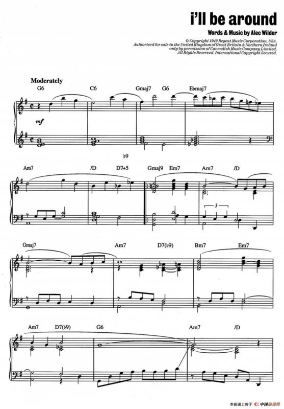 Ill Be Around（爵士钢琴酒吧独奏钢琴谱）