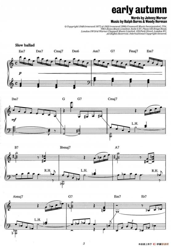 Early Autumn（爵士钢琴酒吧独奏钢琴谱）