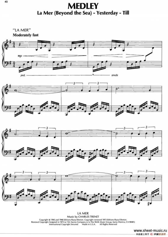 MEDLEY（La Mer（Beyond the Sea）-Yesterday-Till）