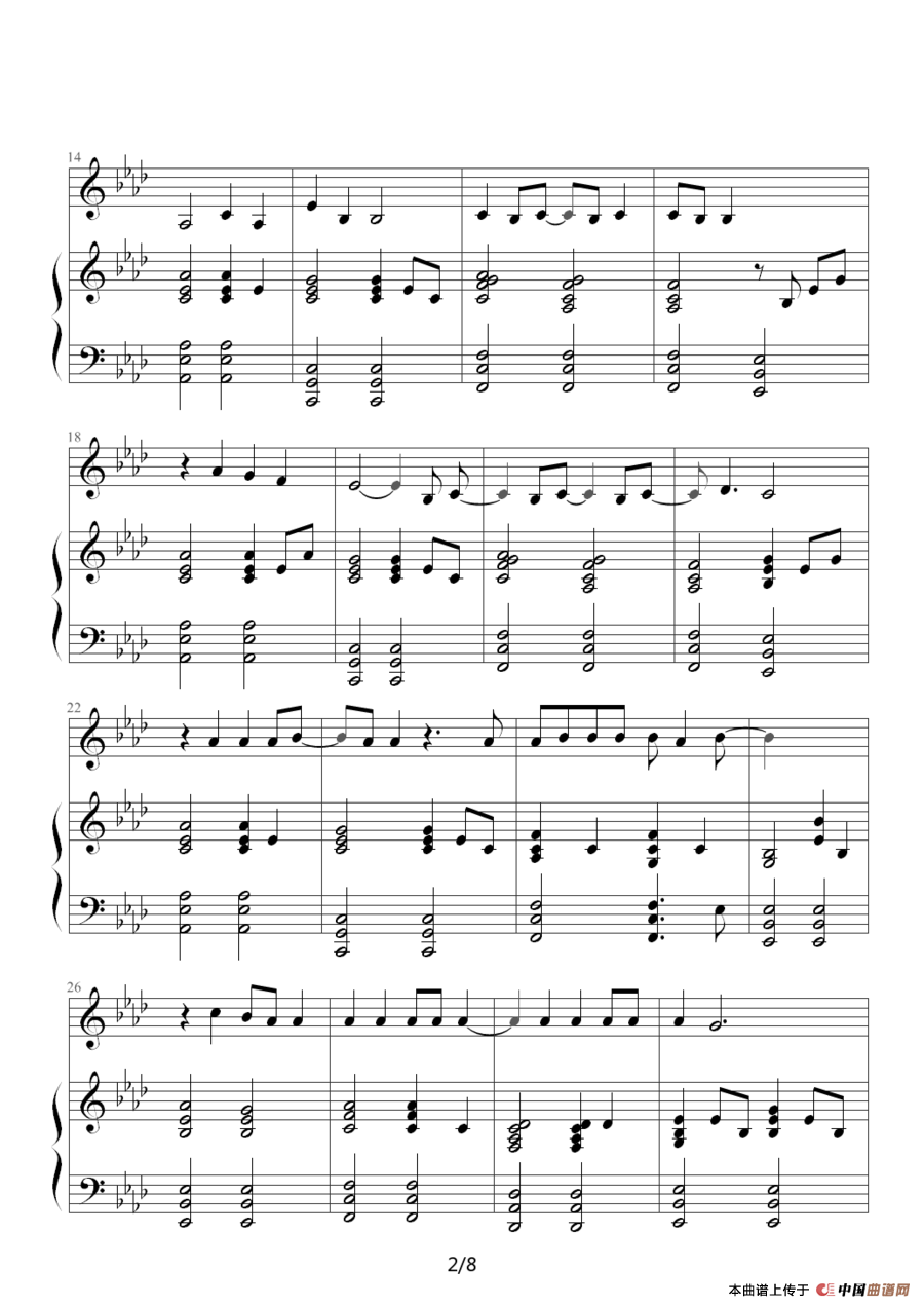 because of you（韩剧《冬季恋歌》插曲）（钢琴伴奏谱）