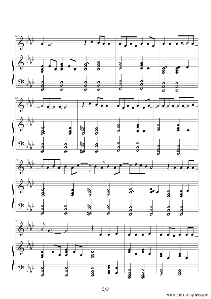 because of you（韩剧《冬季恋歌》插曲）（钢琴伴奏谱）