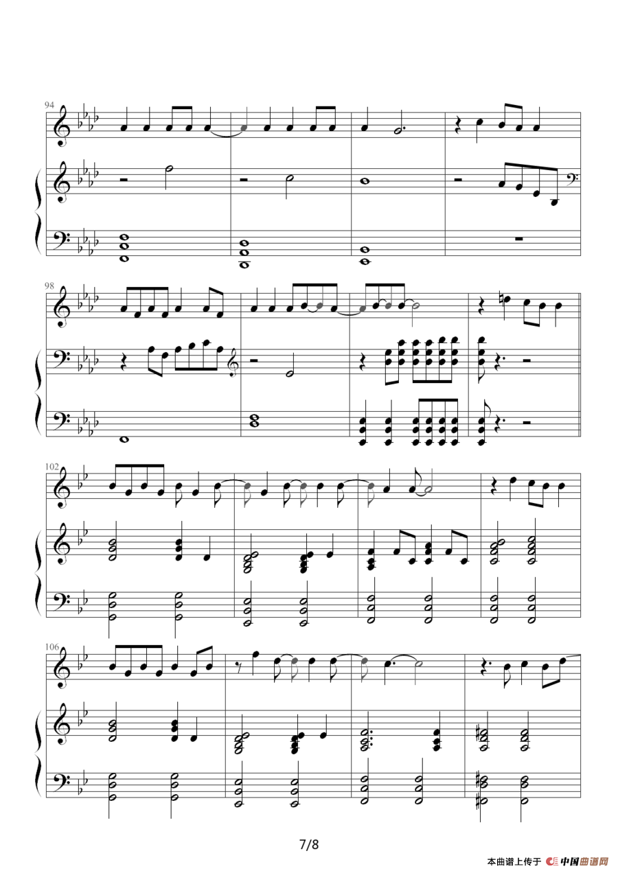 because of you（韩剧《冬季恋歌》插曲）（钢琴伴奏谱）