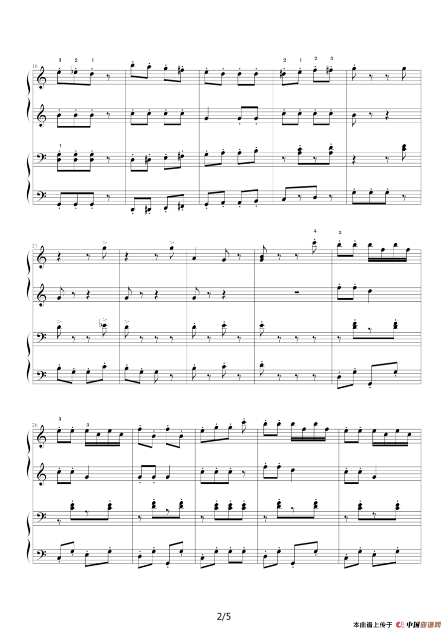 拨弦拨尔卡舞曲（四手联弹）