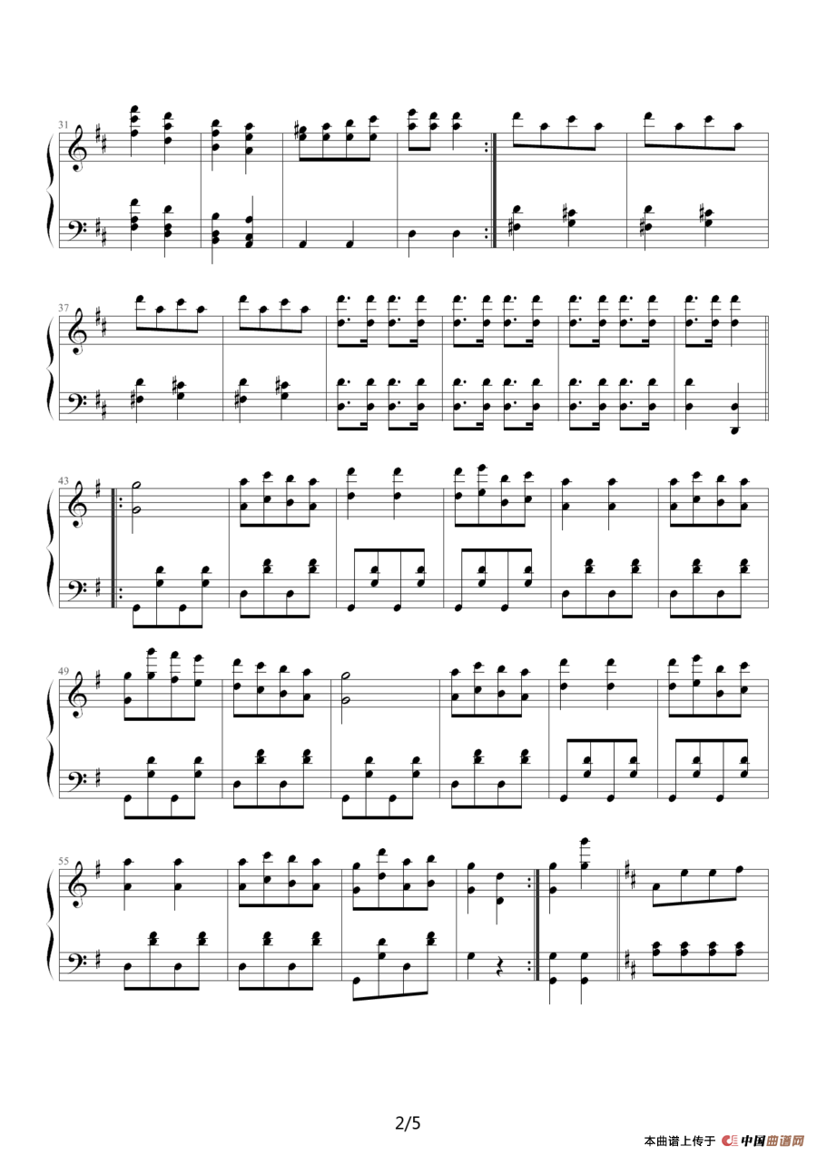 天堂与地狱序曲（原版改编钢琴谱）