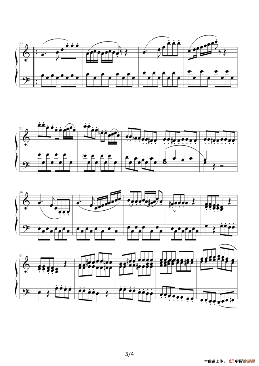 C大调小奏鸣曲第一乐章（克来门蒂作曲版）