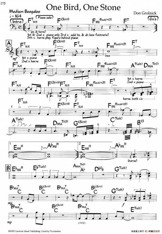 One Bird,One Stone（爵士钢琴曲）