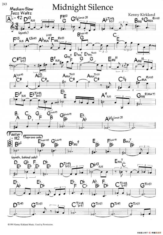 Midnidht Silense（爵士钢琴曲）