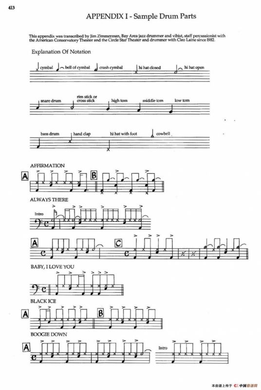 APPENDIXI - sample Drun Parts（爵士钢琴曲）