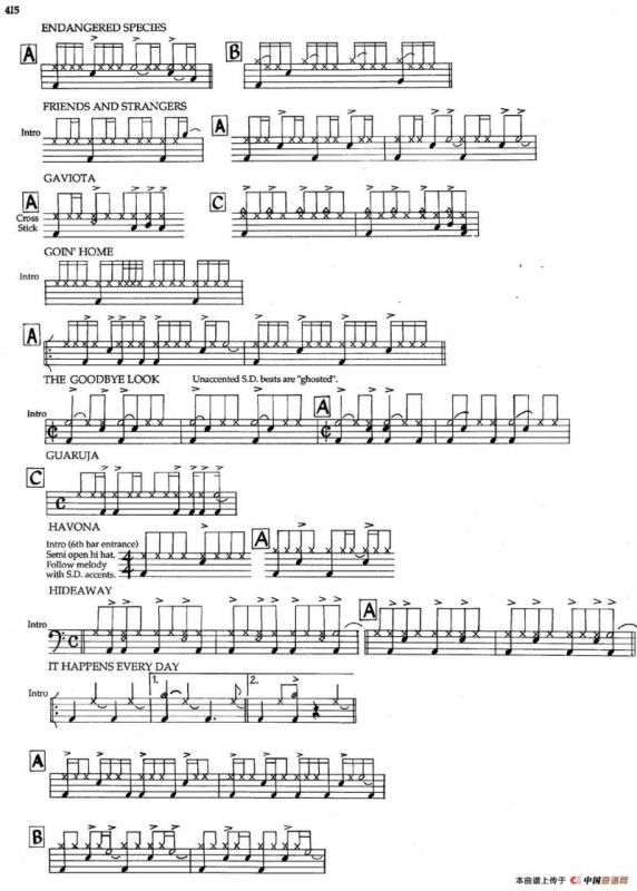 APPENDIXI - sample Drun Parts（爵士钢琴曲）