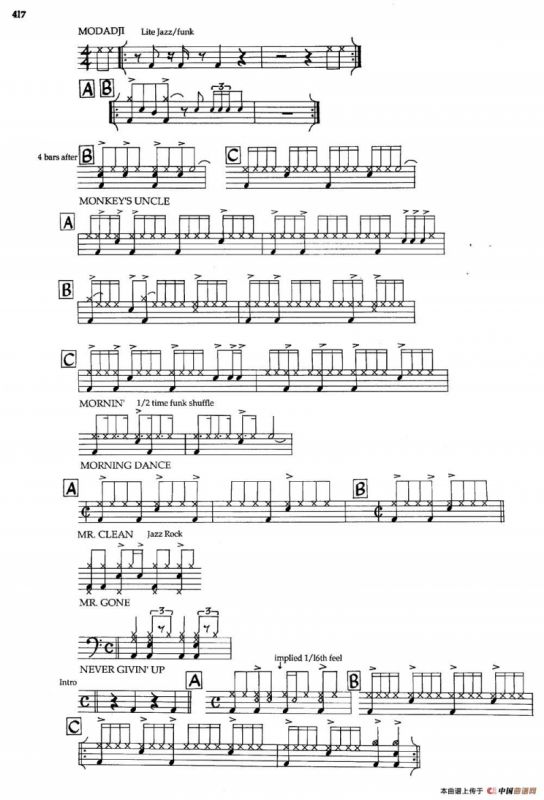 APPENDIXI - sample Drun Parts（爵士钢琴曲）