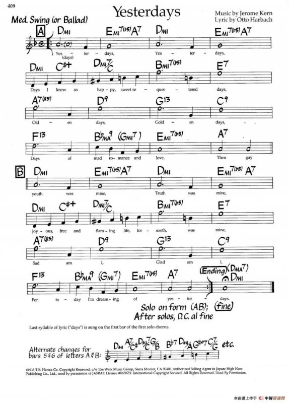 Yesterdays（爵士钢琴曲）
