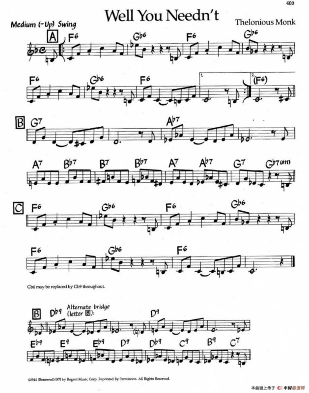 Well You Neednt（爵士钢琴曲）