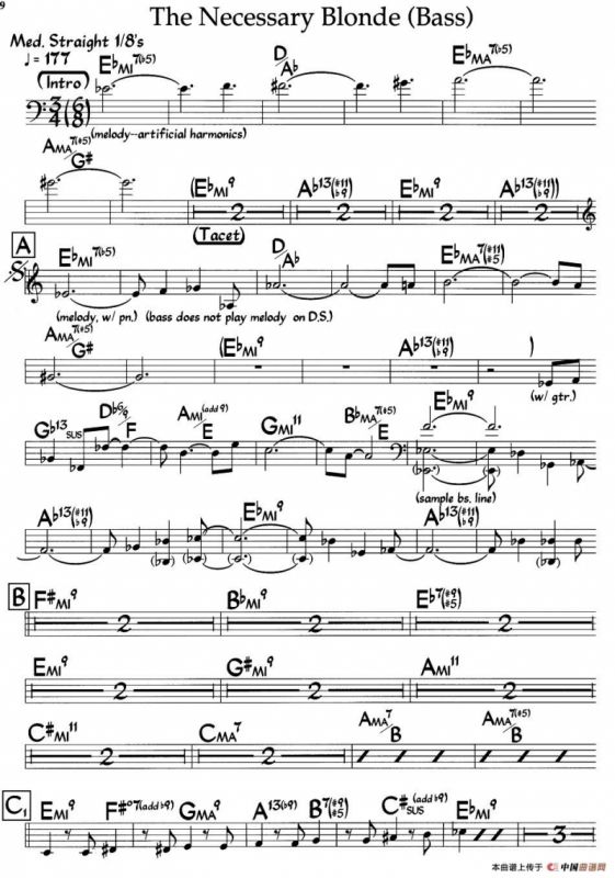 The Necessary Blonde(Bass)（爵士钢琴曲）