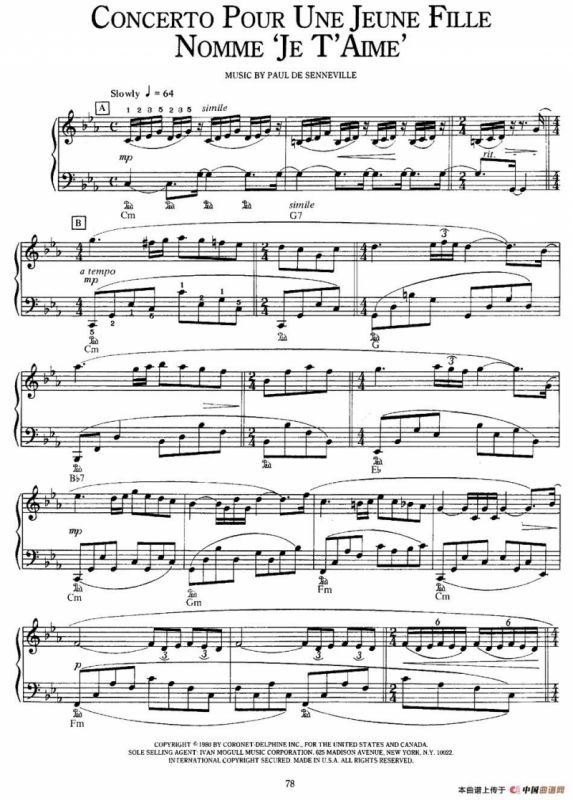 Concerto Pour Une Jeune Fille Nommee `je T`aime`