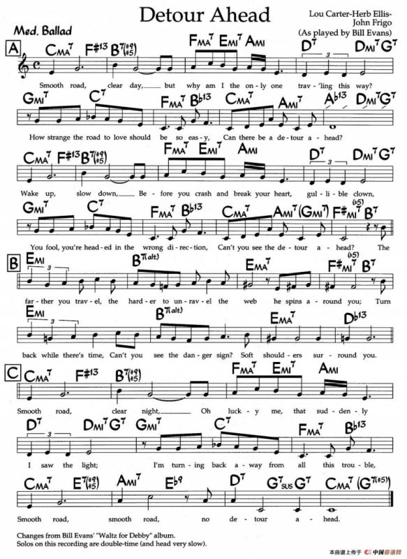 Detour Ahead（爵士钢琴曲）