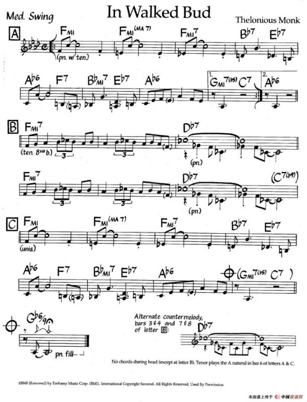 In Walked Bud（爵士钢琴曲）