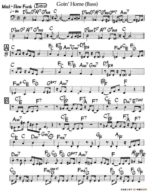 Goin Home(Bass)（爵士钢琴曲）