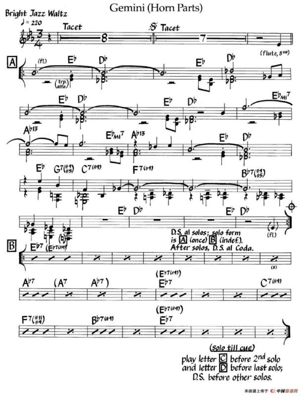 Gemini(Horn Parts)（爵士钢琴曲）
