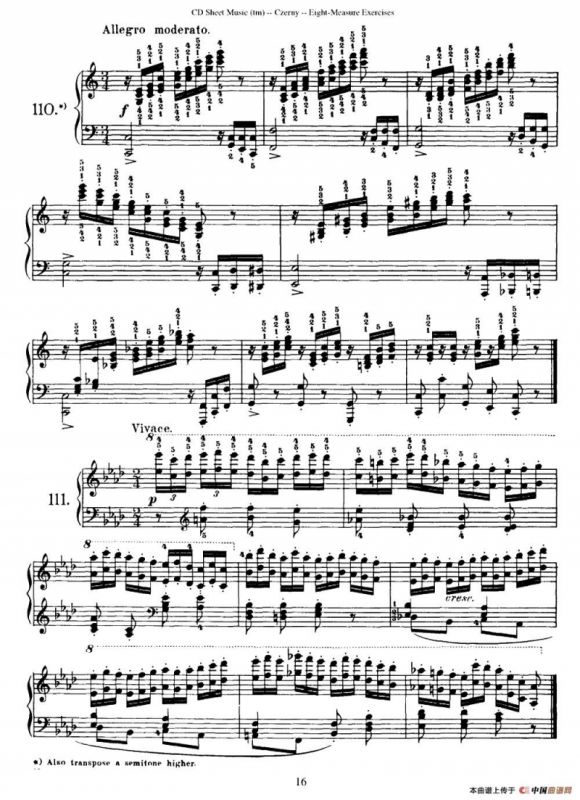 160 Eight- Measure Exercises.Op.821（车尔尼160首钢琴八小节练习曲（104——121））