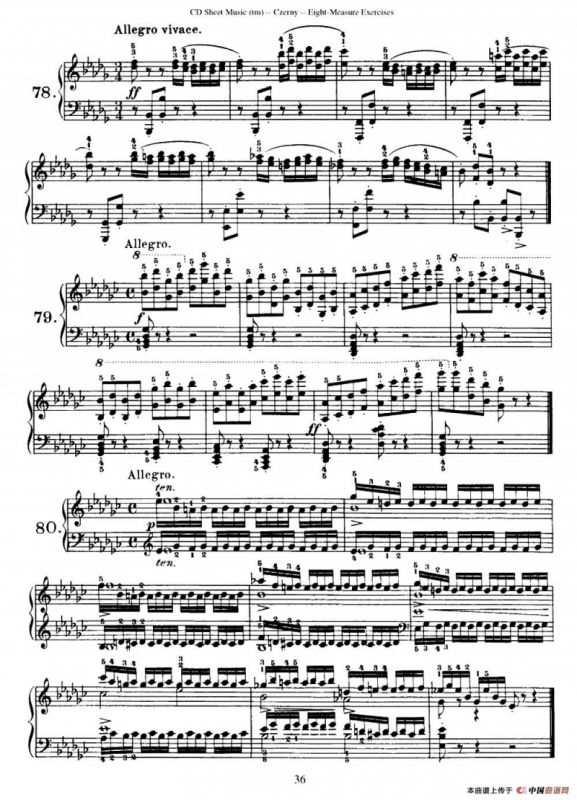 160 Eight- Measure Exercises.Op.821（车尔尼160首钢琴八小节练习曲（72——87））