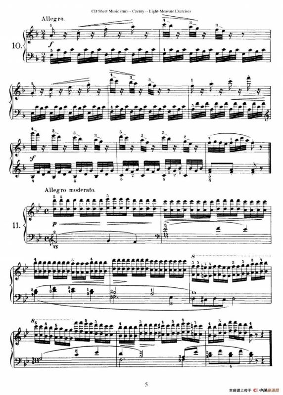 160 Eight- Measure Exercises.Op.821（车尔尼160首钢琴八小节练习曲（1——18））