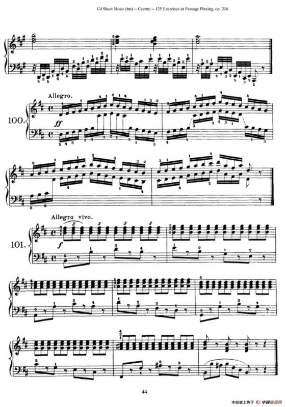 125 Exercises in Passage Playing Op.261（车尔尼125首钢琴短乐句练习曲（95——111））