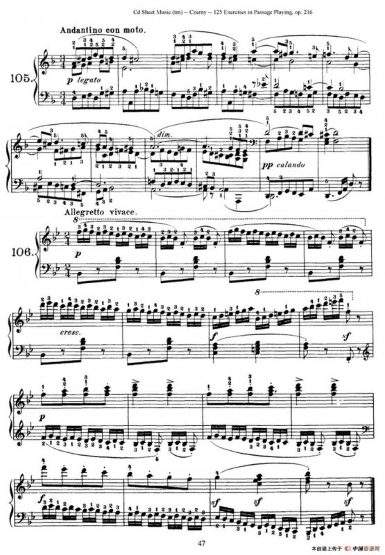125 Exercises in Passage Playing Op.261（车尔尼125首钢琴短乐句练习曲（95——111））
