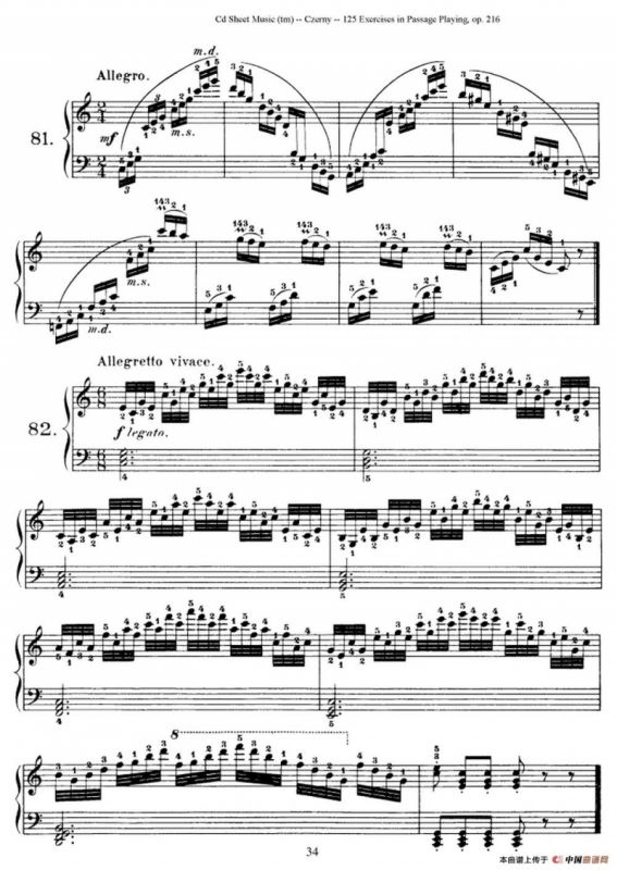 125 Exercises in Passage Playing Op.261（车尔尼125首钢琴短乐句练习曲（79——94）