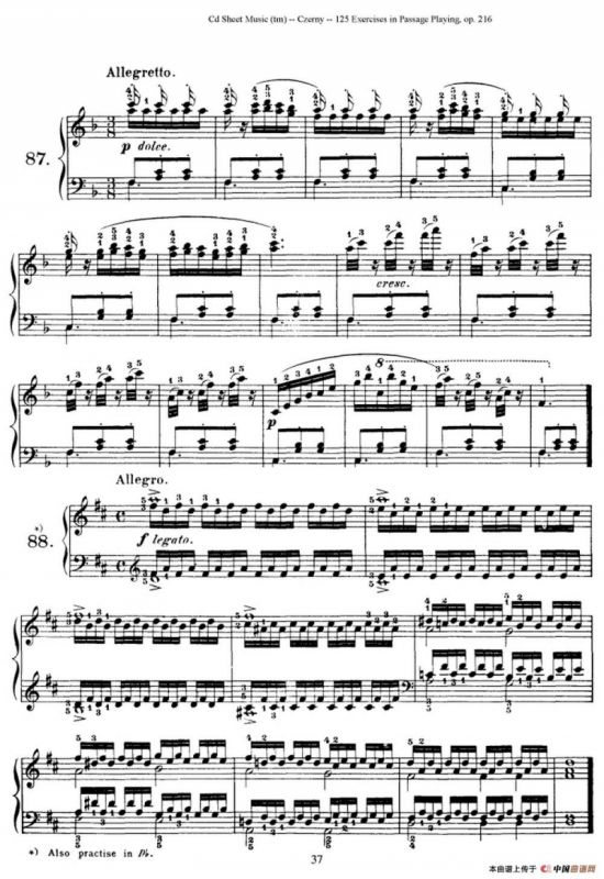 125 Exercises in Passage Playing Op.261（车尔尼125首钢琴短乐句练习曲（79——94）