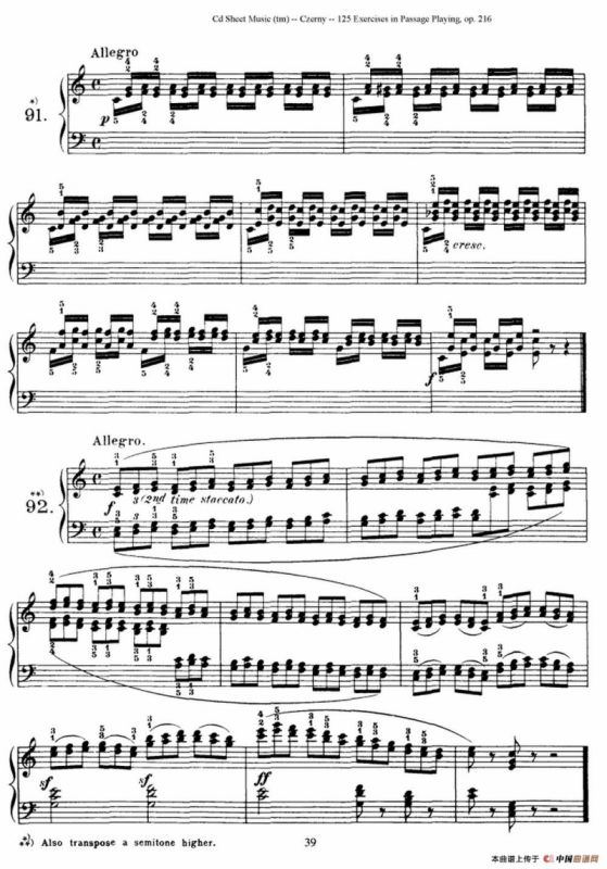 125 Exercises in Passage Playing Op.261（车尔尼125首钢琴短乐句练习曲（79——94）