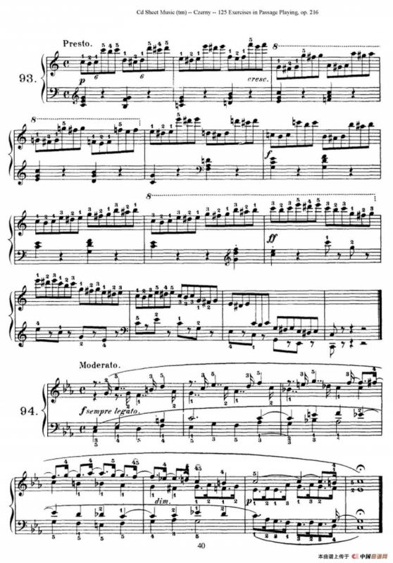 125 Exercises in Passage Playing Op.261（车尔尼125首钢琴短乐句练习曲（79——94）