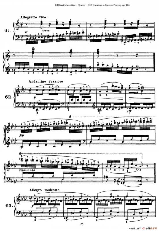 125 Exercises in Passage Playing Op.261（车尔尼125首钢琴短乐句练习曲（61——78））