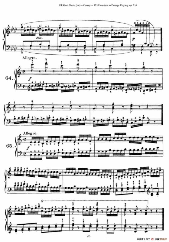 125 Exercises in Passage Playing Op.261（车尔尼125首钢琴短乐句练习曲（61——78））