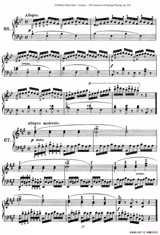 125 Exercises in Passage Playing Op.261（车尔尼125首钢琴短乐句练习曲（61——78））