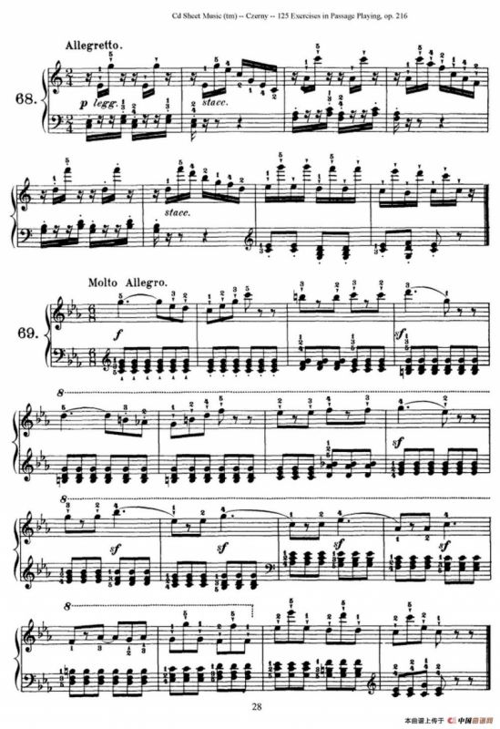 125 Exercises in Passage Playing Op.261（车尔尼125首钢琴短乐句练习曲（61——78））