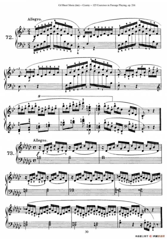 125 Exercises in Passage Playing Op.261（车尔尼125首钢琴短乐句练习曲（61——78））