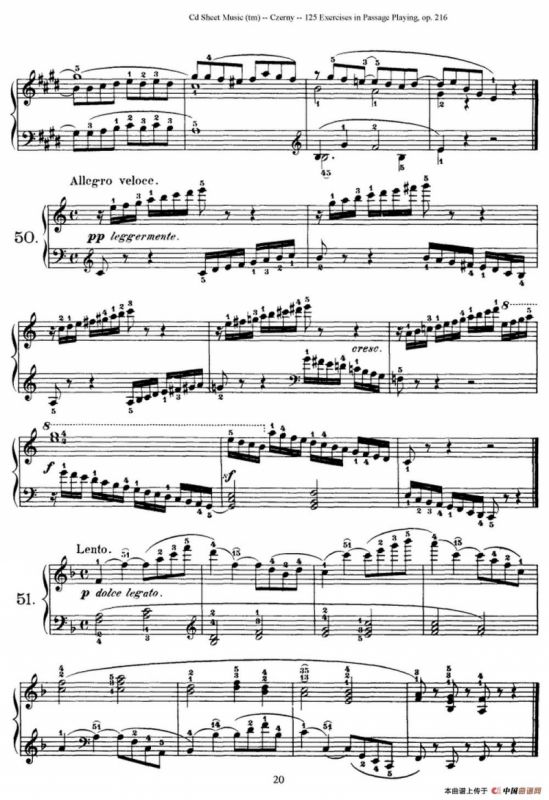 125 Exercises in Passage Playing Op.261（车尔尼125首钢琴短乐句练习曲（42——60））