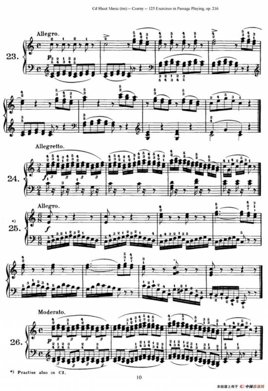 125 Exercises in Passage Playing Op.261（车尔尼125首钢琴短乐句练习曲（22——41））
