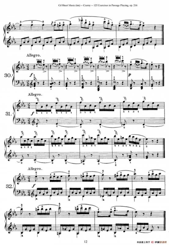 125 Exercises in Passage Playing Op.261（车尔尼125首钢琴短乐句练习曲（22——41））