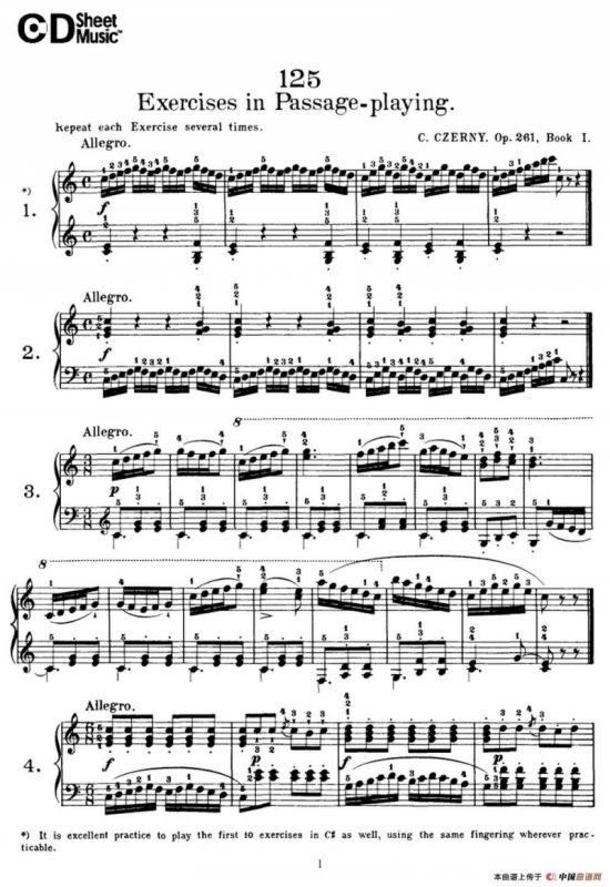 125 Exercises in Passage Playing Op.261（车尔尼125首钢琴短乐句练习曲（1——21））