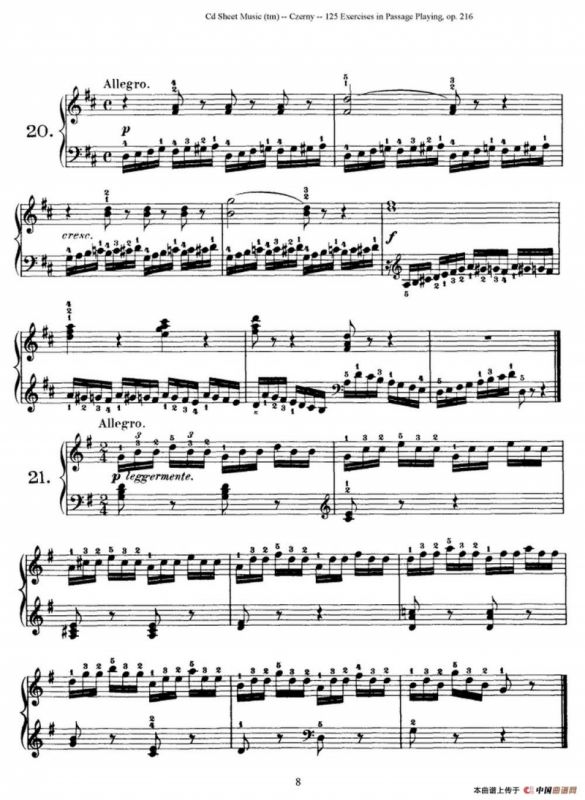 125 Exercises in Passage Playing Op.261（车尔尼125首钢琴短乐句练习曲（1——21））