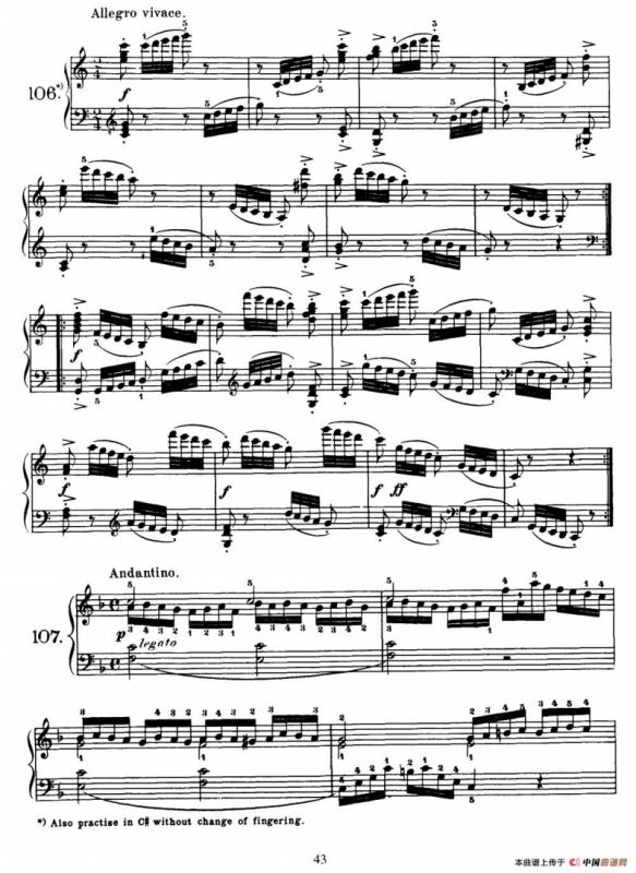 One Hundred and Ten Easy and Progressive Exercises Op.453（车尔尼110首简易练习曲 101——110）