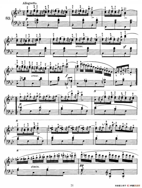 One Hundred and Ten Easy and Progressive Exercises Op.453（车尔尼110首简易练习曲 81——89）