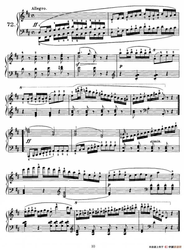 One Hundred and Ten Easy and Progressive Exercises Op.453（车尔尼110首简易练习曲 72——80）