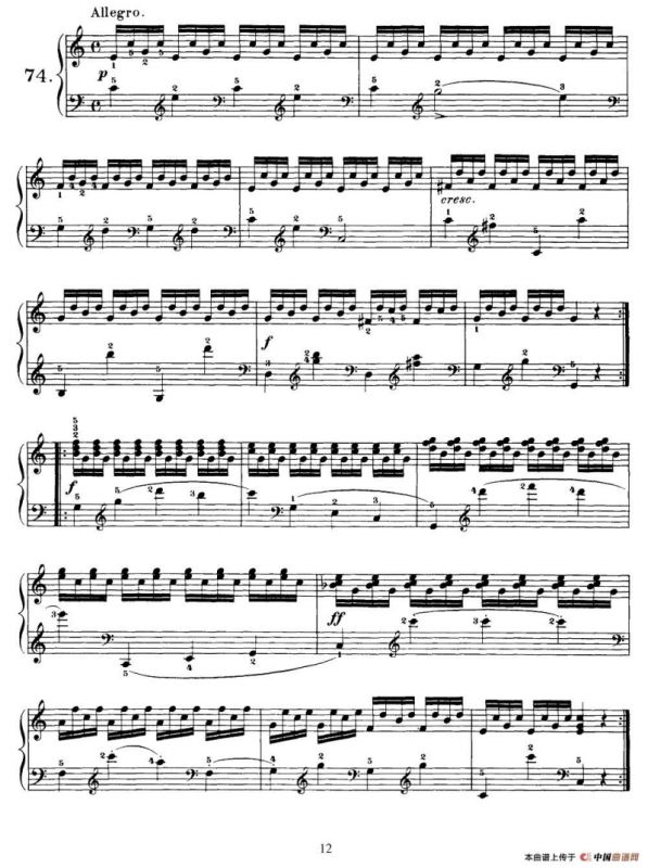 One Hundred and Ten Easy and Progressive Exercises Op.453（车尔尼110首简易练习曲 72——80）