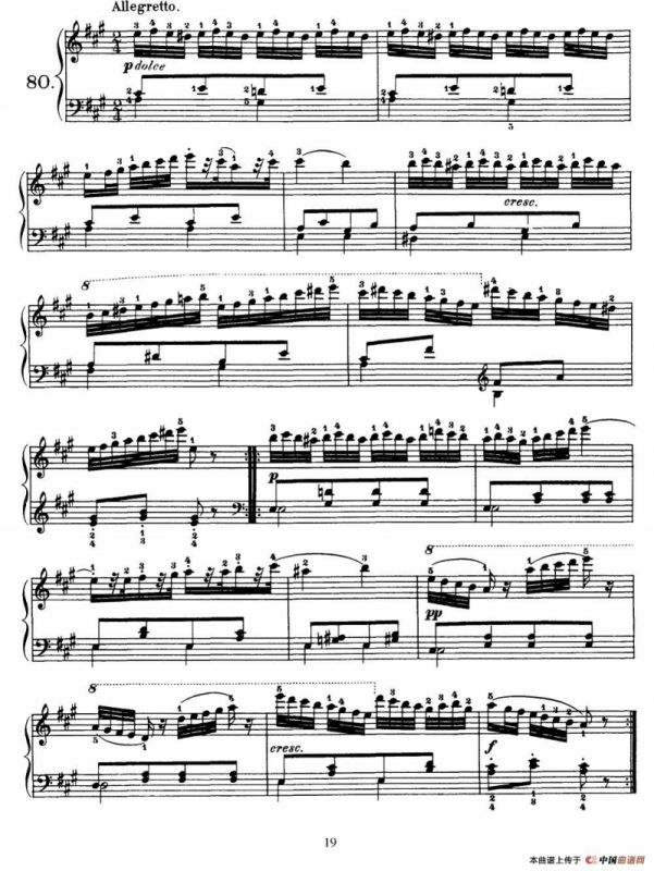 One Hundred and Ten Easy and Progressive Exercises Op.453（车尔尼110首简易练习曲 72——80）