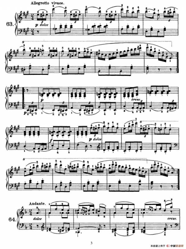 One Hundred and Ten Easy and Progressive Exercises Op.453（车尔尼110首简易练习曲 61——71）