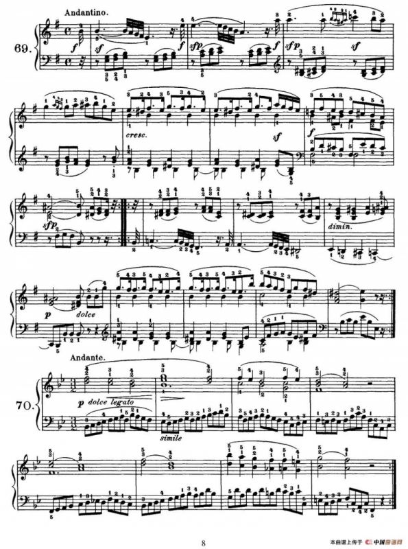 One Hundred and Ten Easy and Progressive Exercises Op.453（车尔尼110首简易练习曲 61——71）