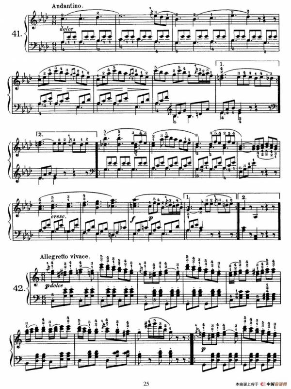 One Hundred and Ten Easy and Progressive Exercises Op.453（车尔尼110首简易练习曲 41——51）